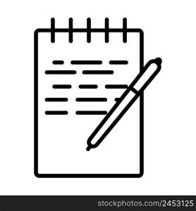 Notebook With Pen Icon. Bold outline design with editable stroke width. Vector Illustration.