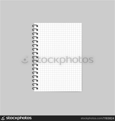 Notebook with shadow isolated on grey background. Vector