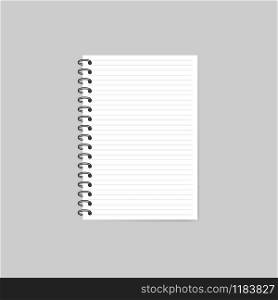 Notebook with shadow isolated on grey background. Vector