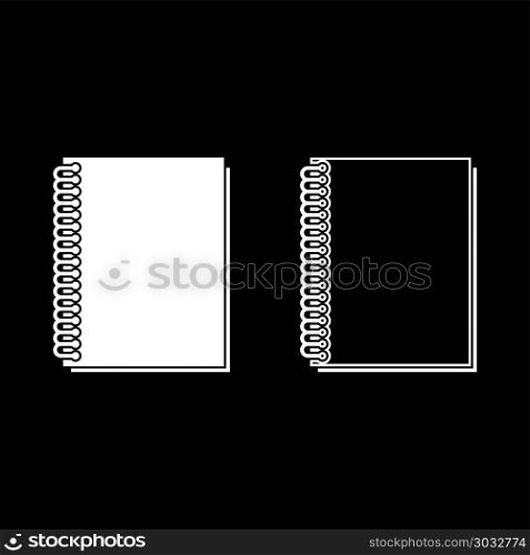 Notebook with spring icon set white color vector illustration flat style simple image outline