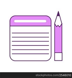 Notepad and pencil semi flat color vector element. Full sized object on white. Blank notebook. Write down message simple cartoon style illustration for web graphic design and animation. Notepad and pencil semi flat color vector element