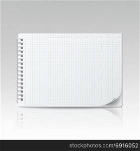 Notepad Blank Vector. 3D Realistic Notebook Mockup. Blank Notebook With Clean Cover. Spiral Empty Notepad Blank Mockup. Template For Advertising Branding, Corporate Identity. Realistic Vector Illustration.