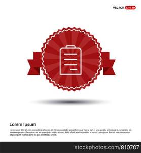 Notepad icon, flat design - Red Ribbon banner