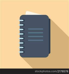 Notepad icon flat vector. Note book. Hand text. Notepad icon flat vector. Note book