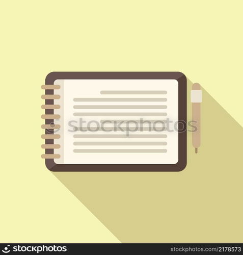 Notepad icon flat vector. Write paper. Pen text. Notepad icon flat vector. Write paper