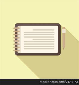 Notepad icon flat vector. Write paper. Pen text. Notepad icon flat vector. Write paper