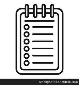 Notepad icon outline vector. Person time. App settings. Notepad icon outline vector. Person time