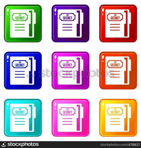 Notepad icons of 9 color set isolated vector illustration. Notepad set 9