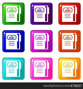 Notepad icons of 9 color set isolated vector illustration. Notepad set 9