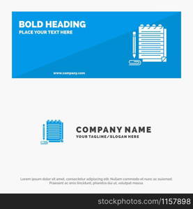 Notepad, Notebook, Pad, Novel SOlid Icon Website Banner and Business Logo Template