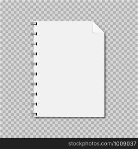 notepad paper sheet with shadow on transparent background. notepad paper sheet with shadow, vector illustration