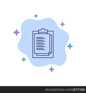 Notepad, Report Card, Result, Presentation Blue Icon on Abstract Cloud Background