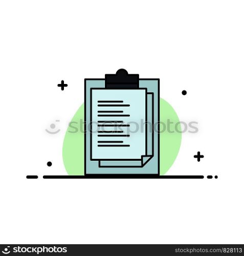 Notepad, Report Card, Result, Presentation Business Flat Line Filled Icon Vector Banner Template