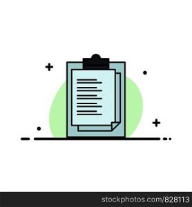 Notepad, Report Card, Result, Presentation Business Flat Line Filled Icon Vector Banner Template