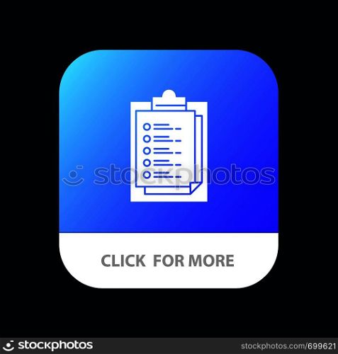 Notepad, Report Card, Result, Presentation Mobile App Button. Android and IOS Glyph Version