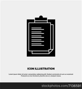 Notepad, Report Card, Result, Presentation solid Glyph Icon vector