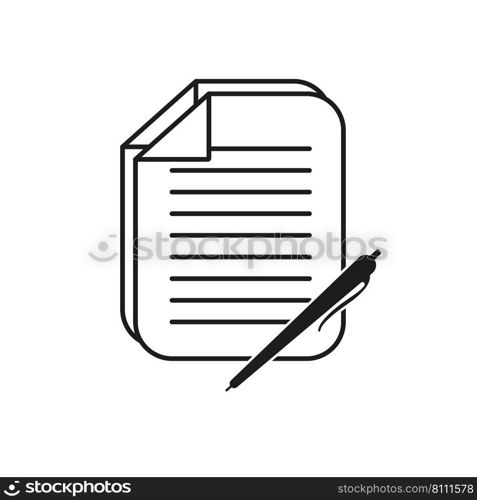 Notepad Symbol. Icon Of Paper And Pen. Notebook With Some Text. Vector Illustration