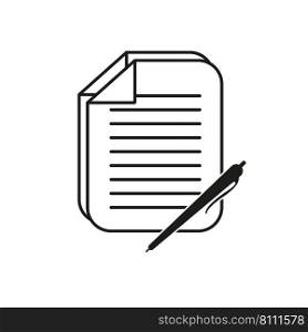 Notepad Symbol. Icon Of Paper And Pen. Notebook With Some Text. Vector Illustration