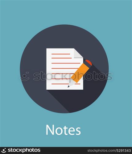Notes Flat Concept Icon Vector Illustration. EPS10. Notes Flat Concept Icon Vector Illustration