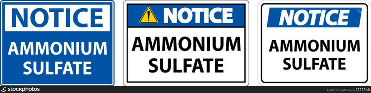 Notice Ammonium Sulfate Symbol Sign On White Background