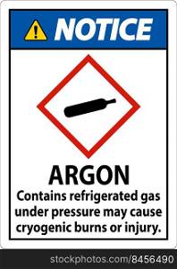 Notice Argon GHS Sign On White Background