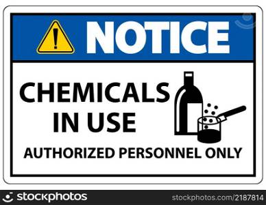 Notice Chemicals In Use Symbol Sign On White Background
