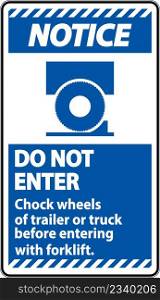 Notice Chock Wheels of Trailer Sign On White Background