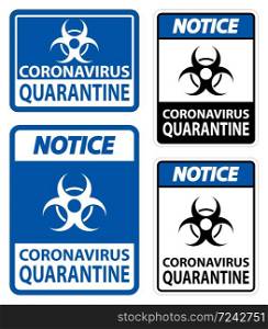 Notice Coronavirus Quarantine Sign Isolate On White Background,Vector Illustration EPS.10