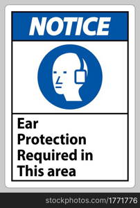 Notice Ear Protection Required In This Area Symbol Sign