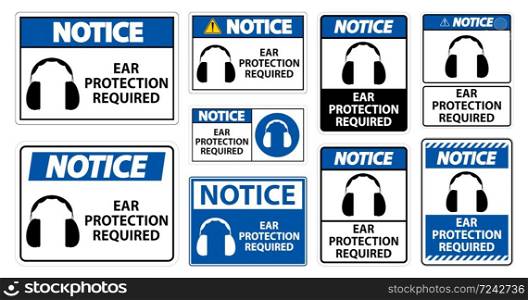 Notice Ear Protection Required Symbol Sign Isolate on transparent Background,Vector Illustration