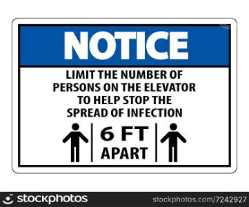 Notice Elevator Physical Distancing Sign Isolate On White Background,Vector Illustration EPS.10