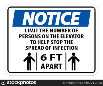 Notice Elevator Physical Distancing Sign Isolate On White Background,Vector Illustration EPS.10
