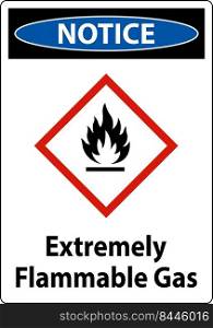 Notice Extremely Flammable Gas GHS Sign On White Background