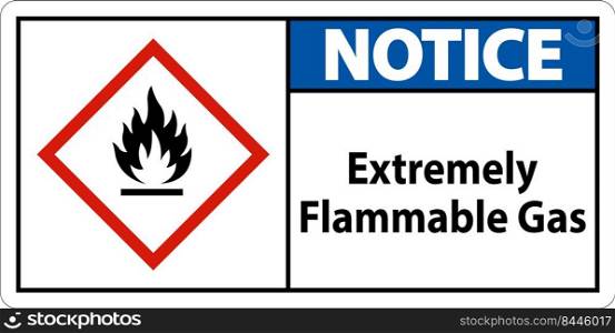 Notice Extremely Flammable Gas GHS Sign On White Background