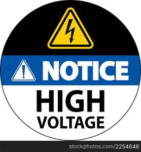 Notice High Voltage Floor Sign On White Background