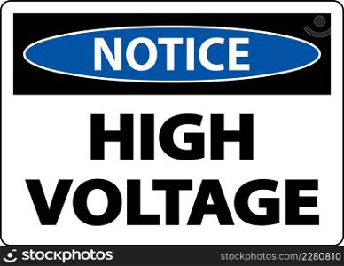 Notice High Voltage Sign On White Background