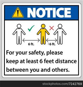 Notice Keep 6 Feet Distance,For your safety,please keep at least 6 feet distance between you and others.