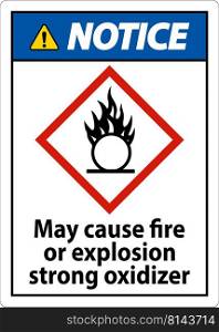 Notice May Cause Fire Or Explosion Sign On White Background