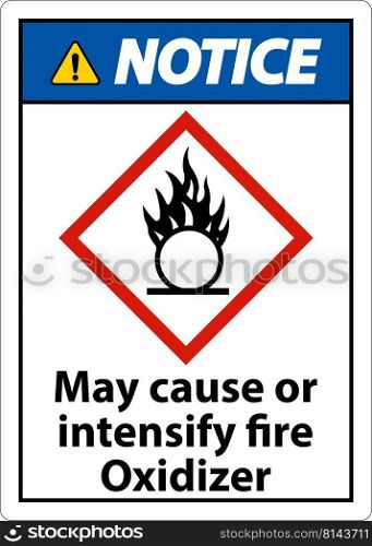 Notice May Cause Or Intensify Fire GHS Sign On White Background