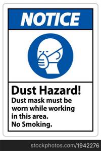Notice No Smoking Sign Dust Hazard Dust Mask Must Be Worn While Working In This Area