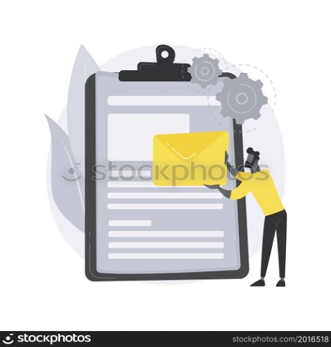 Notice of assessment abstract concept vector illustration. Tax year end, income tax, corporate details, bank account audit, money balance, paperwork and documents, mail service abstract metaphor.. Notice of assessment abstract concept vector illustration.