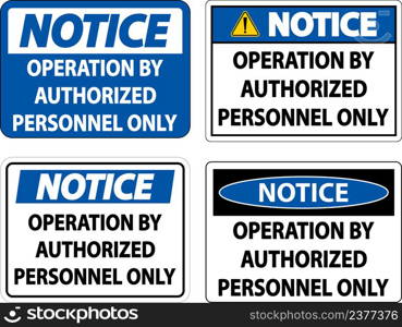 Notice Operation By Authorized Label Sign On White Background