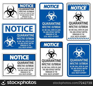 Notice Quarantine Infective Outbreak Sign Isolate on transparent Background,Vector Illustration