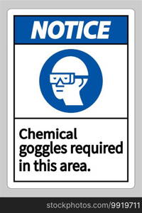 Notice Sign Chemical Goggles Required In This Area