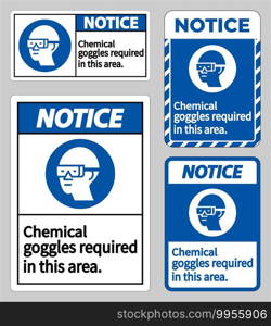 Notice Sign Chemical Goggles Required In This Area