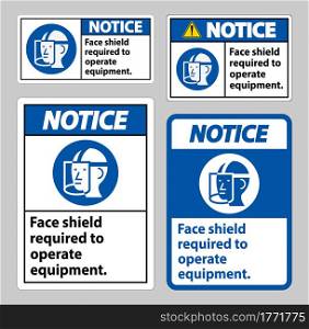 Notice Sign Face Shield Required to Operate Equipment