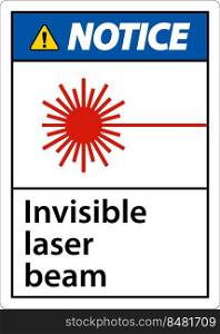 Notice Sign invisible laser beam On White Background