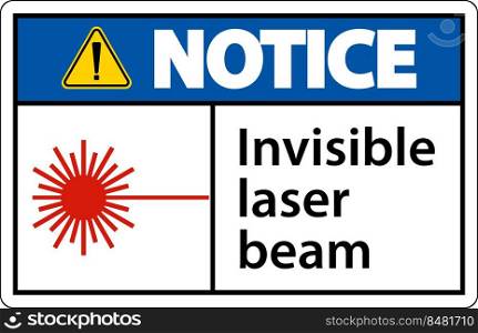 Notice Sign invisible laser beam On White Background