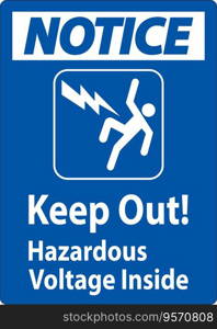 Notice Sign - Keep Out Hazardous Voltage Inside