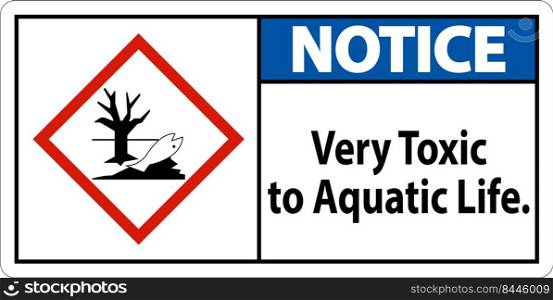 Notice Very Toxic To Aquatic Life Sign On White Background